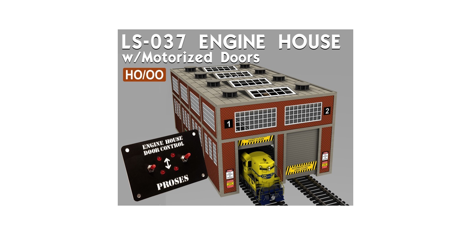 PS-LS-037 HO/OO Engine House w/Motorized Working Doors