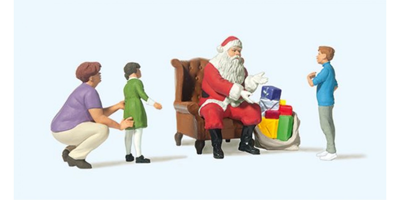 PR10763 Father Christmas Sitting in Chair Mother with Children