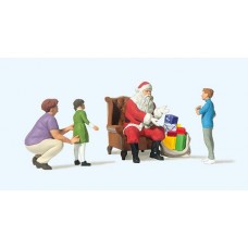 PR10763 Father Christmas Sitting in Chair Mother with Children