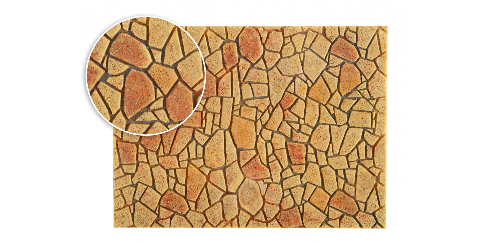 VO48227  Polygonal plate of Stone Art, mediterranean L 27,5 x W 16 cm