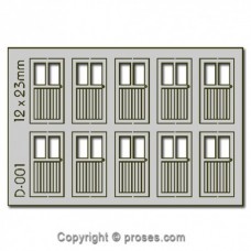 PS-D-001 10 pcs 12X23mm 2 Lite Doors HO/OO