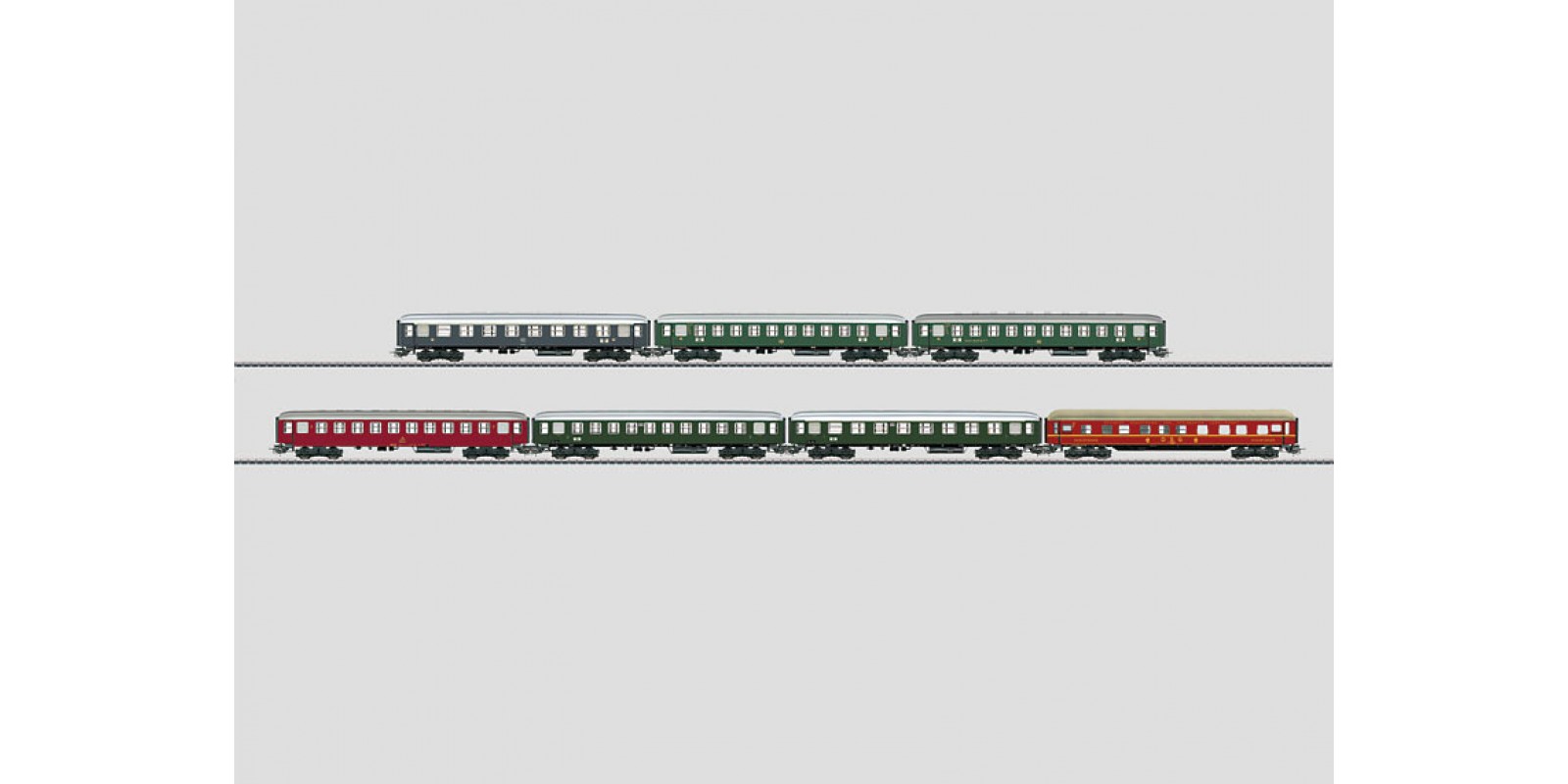00766 Display with 12 "Tin-Plate" Passenger Cars Era: III