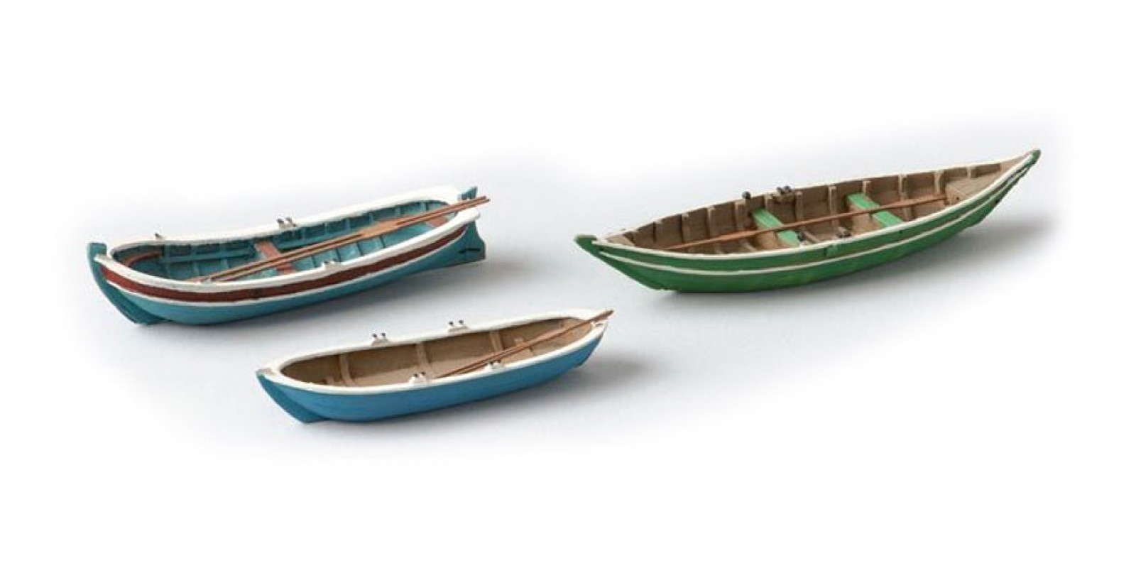 AR387.08 Rowboats 3 pieces, 1:87 resin ready made, painted