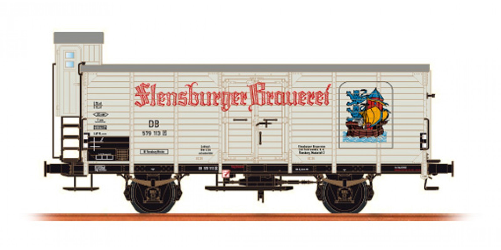 Br49013	  Beer Car G 10 "Flensburger Brauerei" DB, (Exclusive special model - International Toy Fair Nürnberg 2015),epoch  III