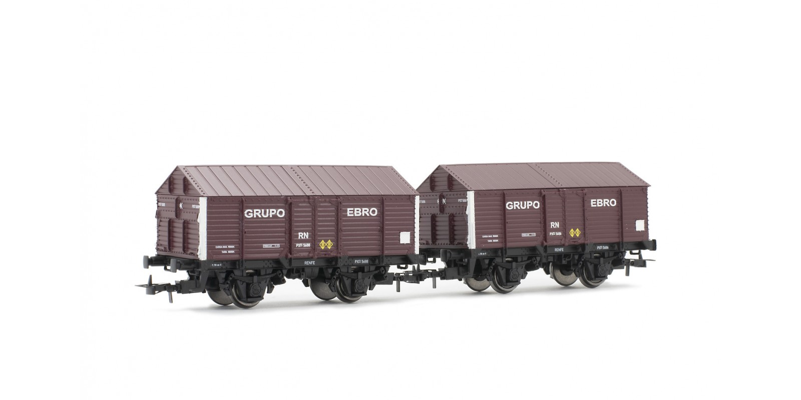 ET19036 R.N., covered wagon PX with high sides, dark red livery, "Grupo Ebro", ep. III