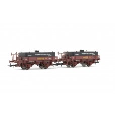ET19042 RENFE, set of 2 flatwagon Unificados, oxyde red livery, with water tank, ep. IV