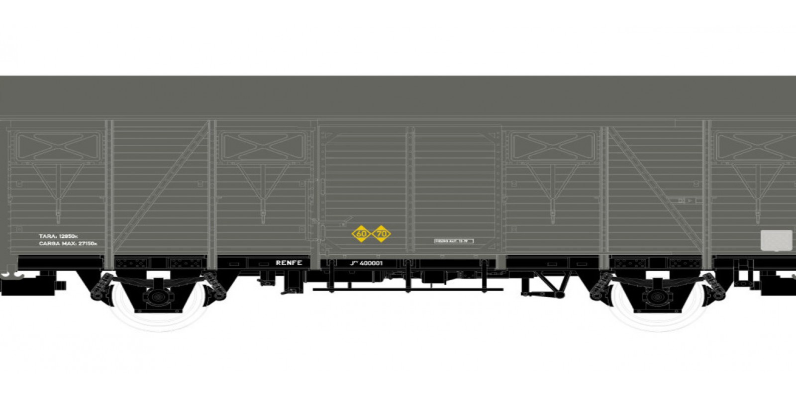 ET19045 2-axle wagon ORE, with wooden walls, "CAF" livery, period III