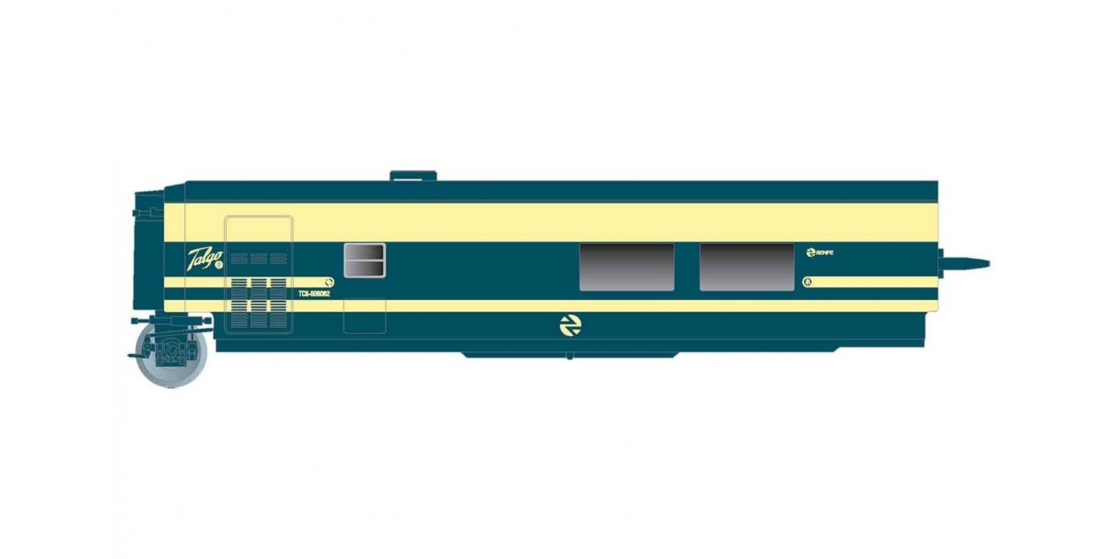 ET3282 RENFE, Talgo Pendular, cafetéria coach in original blue/beige livery, period IV
