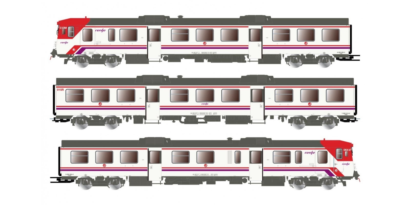 ET3420D RENFE, 3-unit DMU class 592 "Cercanías", period V-VI with DCC decoder