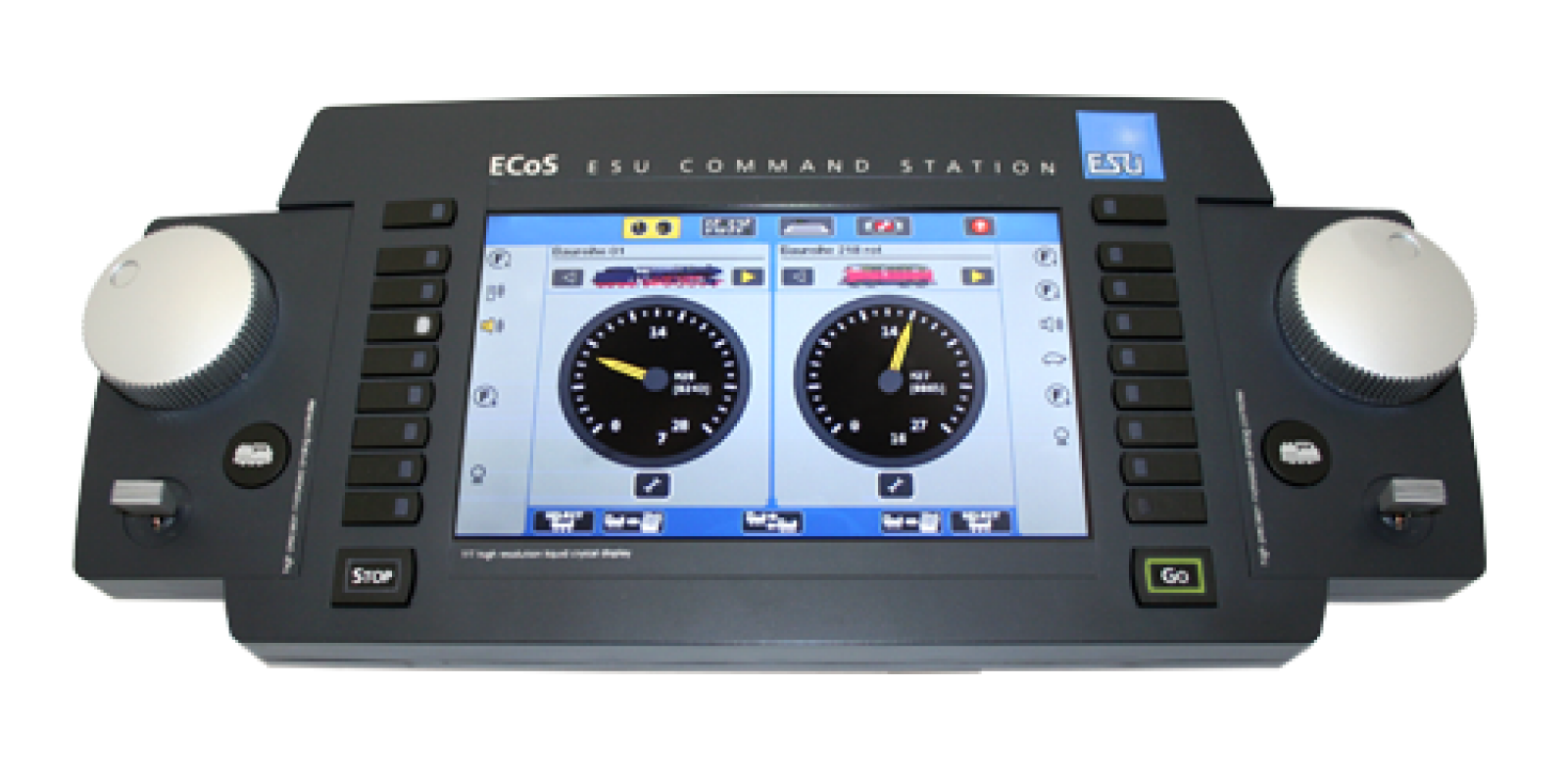 ES50210 ECoS 2.1 central unit, 6A, 7" TFT colour display, MM/DCC/SX/M4, set w. power supply 90-240V Euro, output 15-21V 150W, German manual