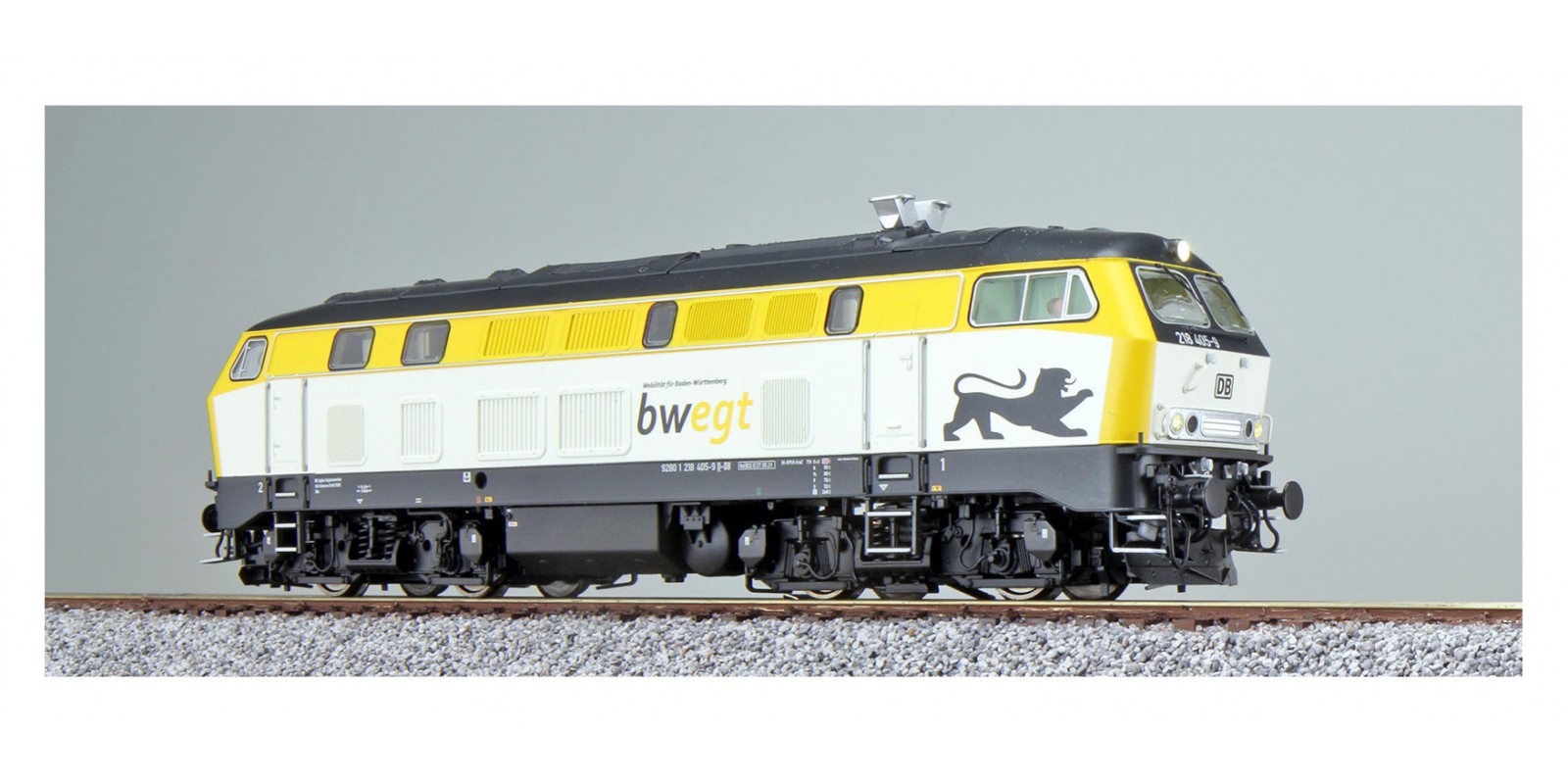 ES31016 Diesel locomotive, H0, BR 218, 218 405 Bwegt, white/grey, Ep VI, original condition around 2021, sound+smoke, DC/AC