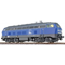 ES31009 Diesel loco, H0, BR 218, 218 055 Press, blue, Era VI, prototype around 2019, Sound+Smoke, DC/AC