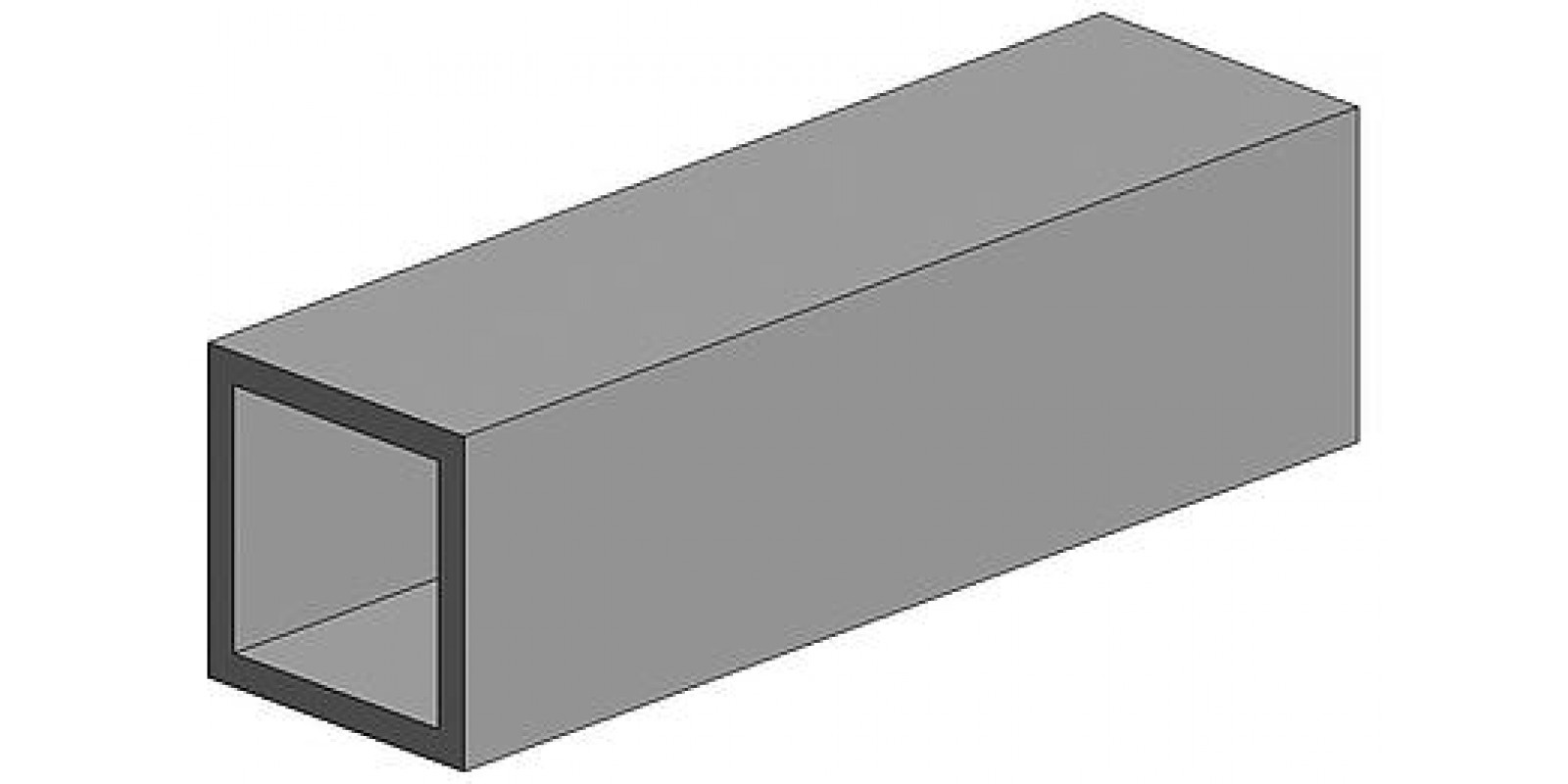 FA500256  White polystyrene square tube, 9.50 mm edge length