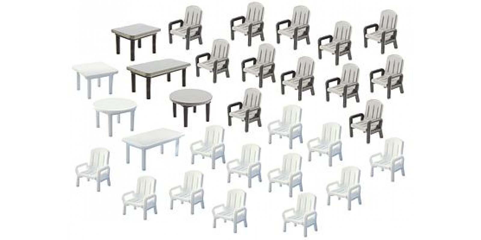 Fa180439 	 24 Garden chairs and 6 Tables