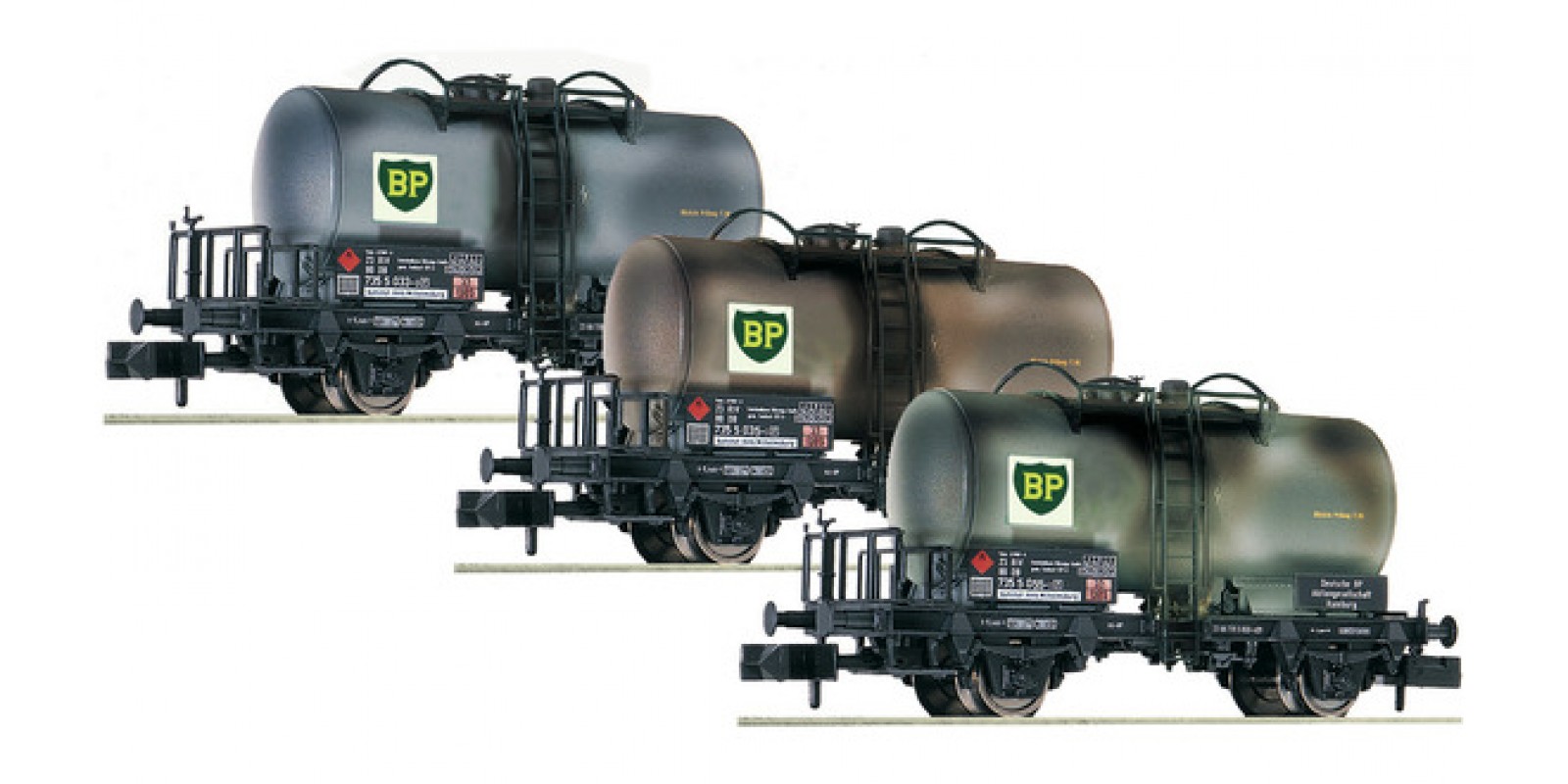 FL841201 - 3 piece set tank wagons „BP“, hired out to the DB