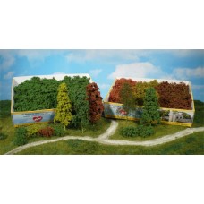 HE1633 Leaf trees and bushes, assorted, 15 pcs. dark green 