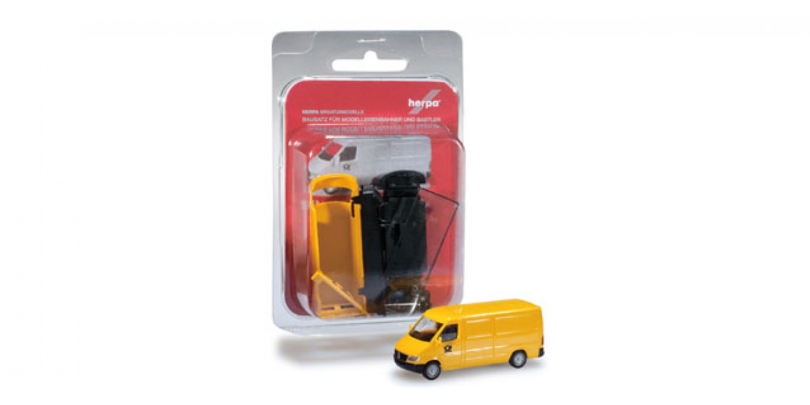 HR012577 	Herpa MiniKit: Mercedes-Benz Sprinter box "Post", yellow
