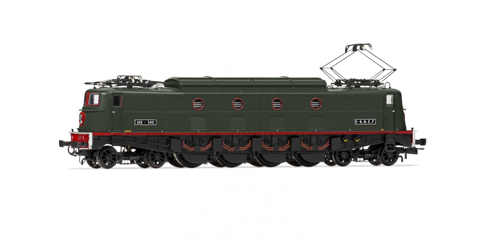JO2367 SNCF, electric locomotive 2D2 5401 in light green livery, depot Montrouge, period III