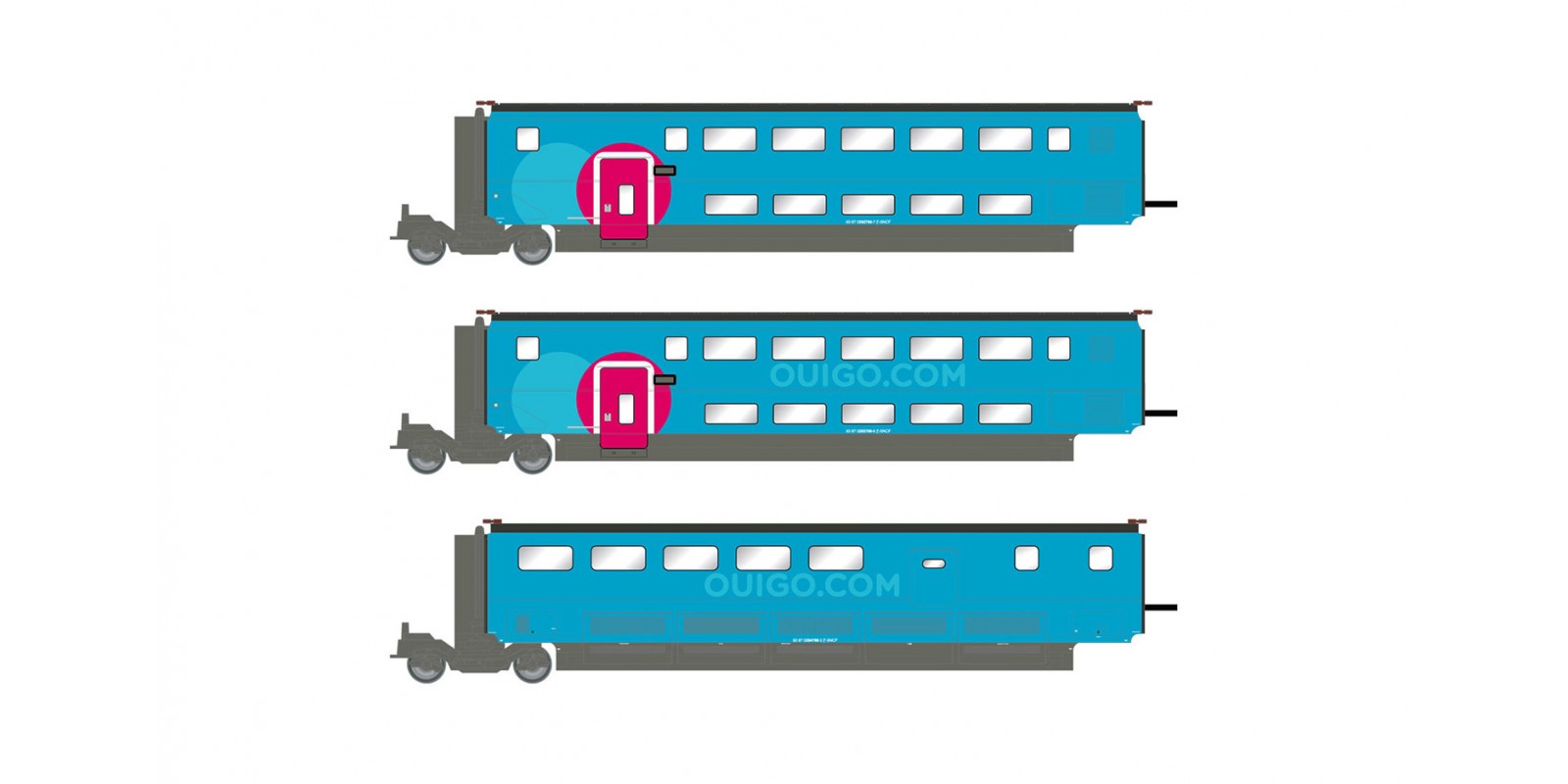 JO3009 SNCF, TGV Duplex OuiGo, 3-unit pack (2 x ex 1st class + bar)