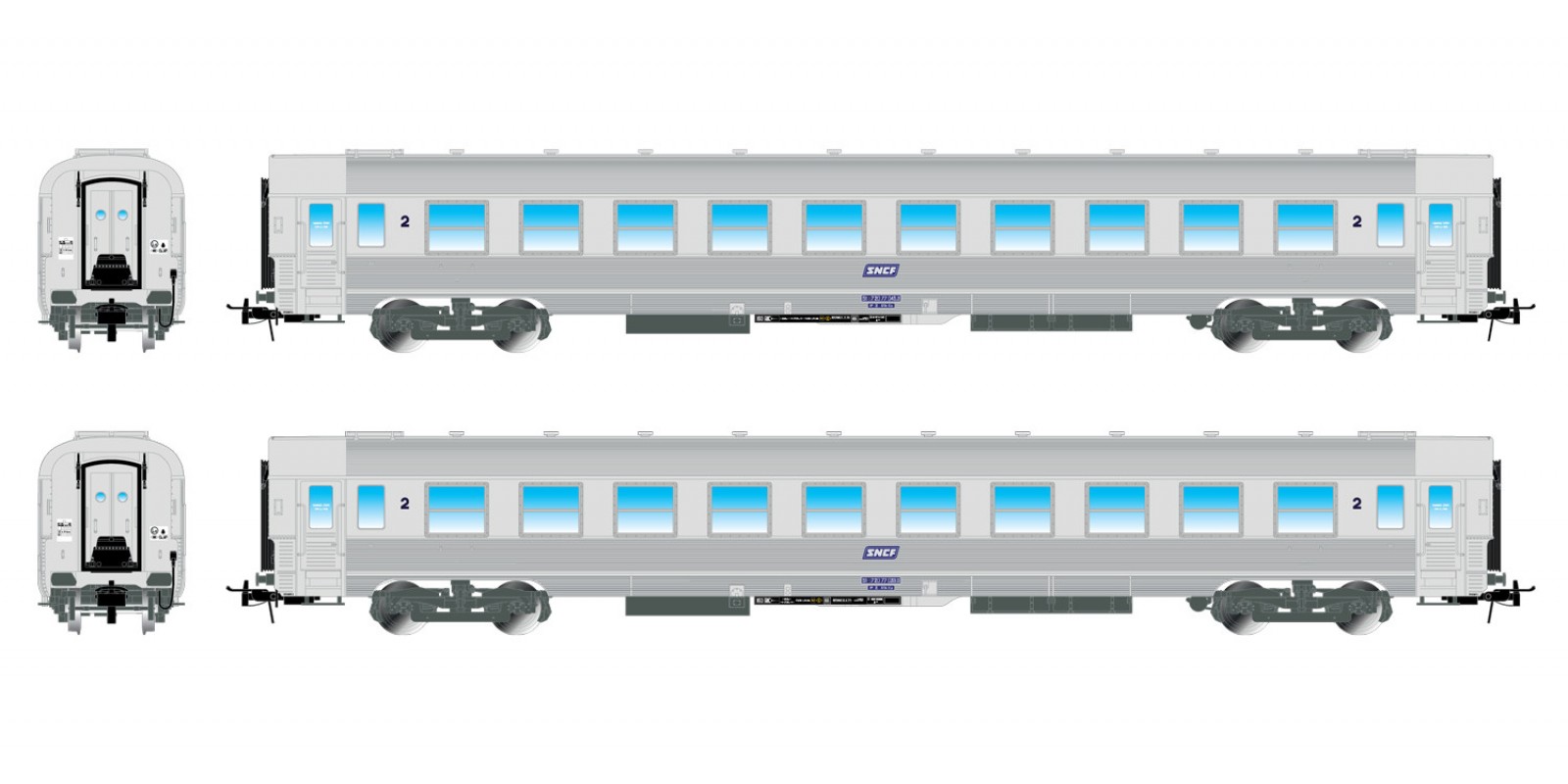 JO4137 SNCF, 2-unit set DEV Inox, 2 x B10j with central long SNCF logo, period IV