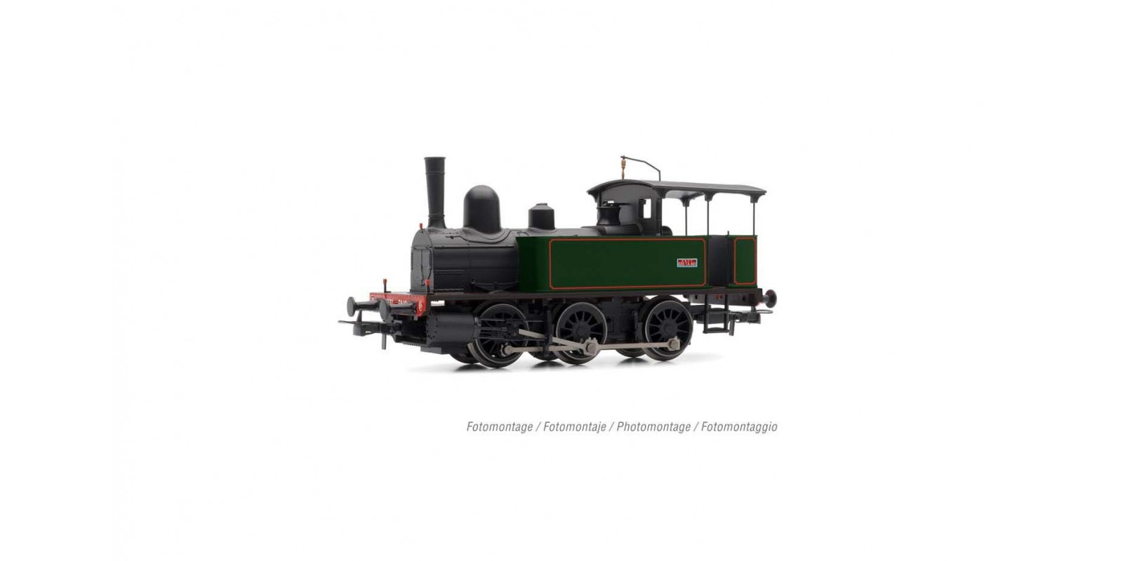 JO5004 SNCF, 030 steam locomotive, green/black with red lines livery, period III