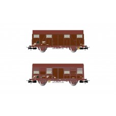 JO6187 SNCF, 2-unit pack closed wagons "Fret-Express", G4.1 + G4.2, oxid red and brown livery, period IV