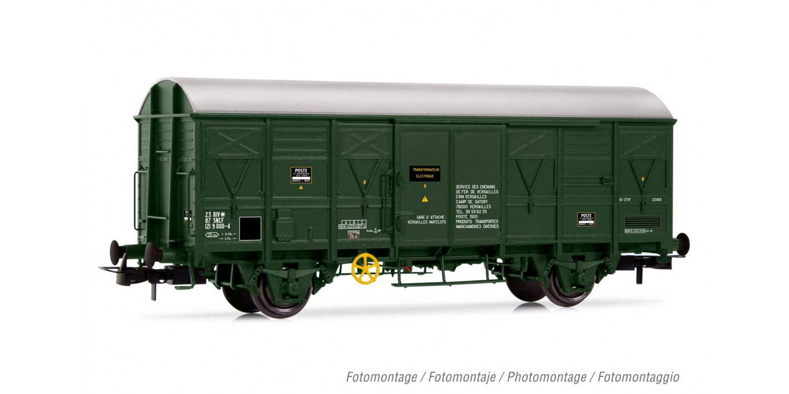 JO6215 SNCF, 2-axle covered military wagon G4, olive green, period IV-V