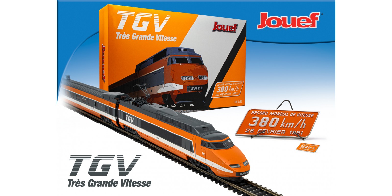 JO2412 SNCF, TGV Sud-Est orange "Record Mondial 26.2.1981, 380 km/h", 4-unit pack