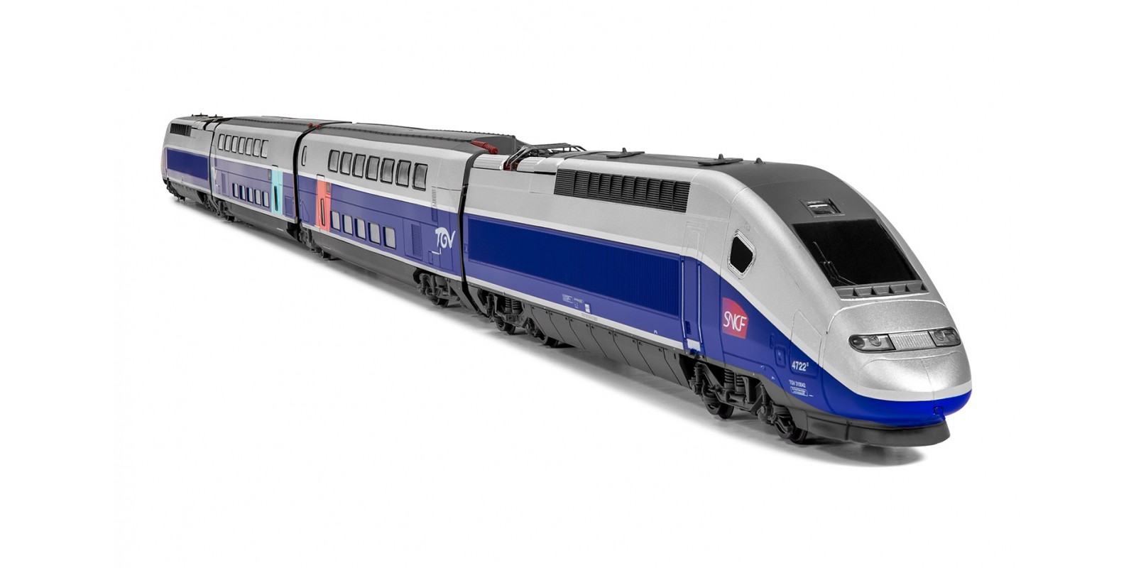 JO2362ACS SNCF, TGV 2N2 EuroDuplex, 4-unit pack including motorized head, dummy head and two end coaches (1st and 2nd class), period VI, AC digital sound
