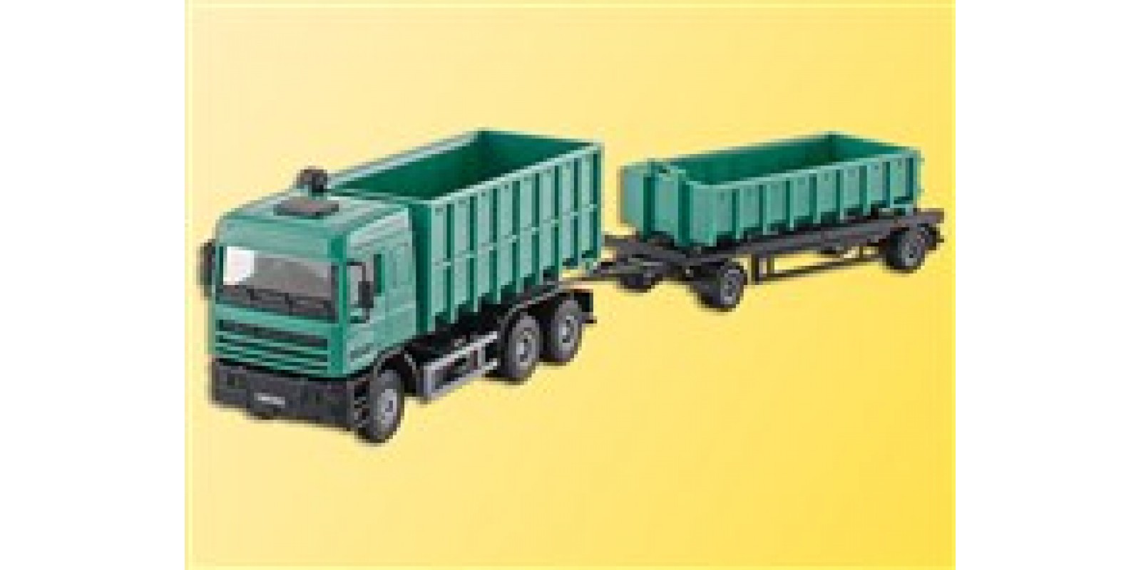 KI15211 HO DAF 3-axle dump truck with dumb trailer SchwarzBau
