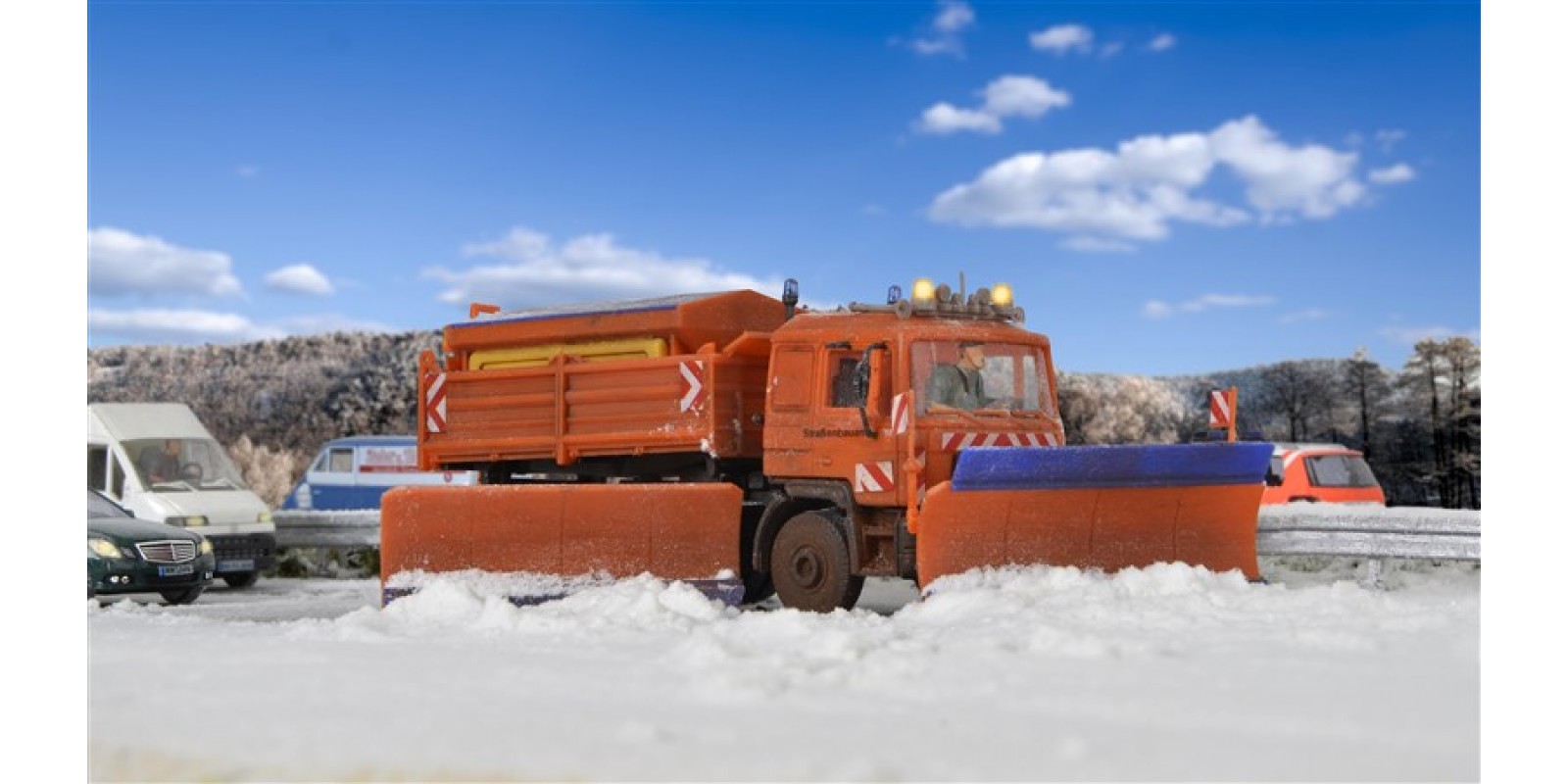 KI15219 H0 MAN motorway snowplough truck with side plough