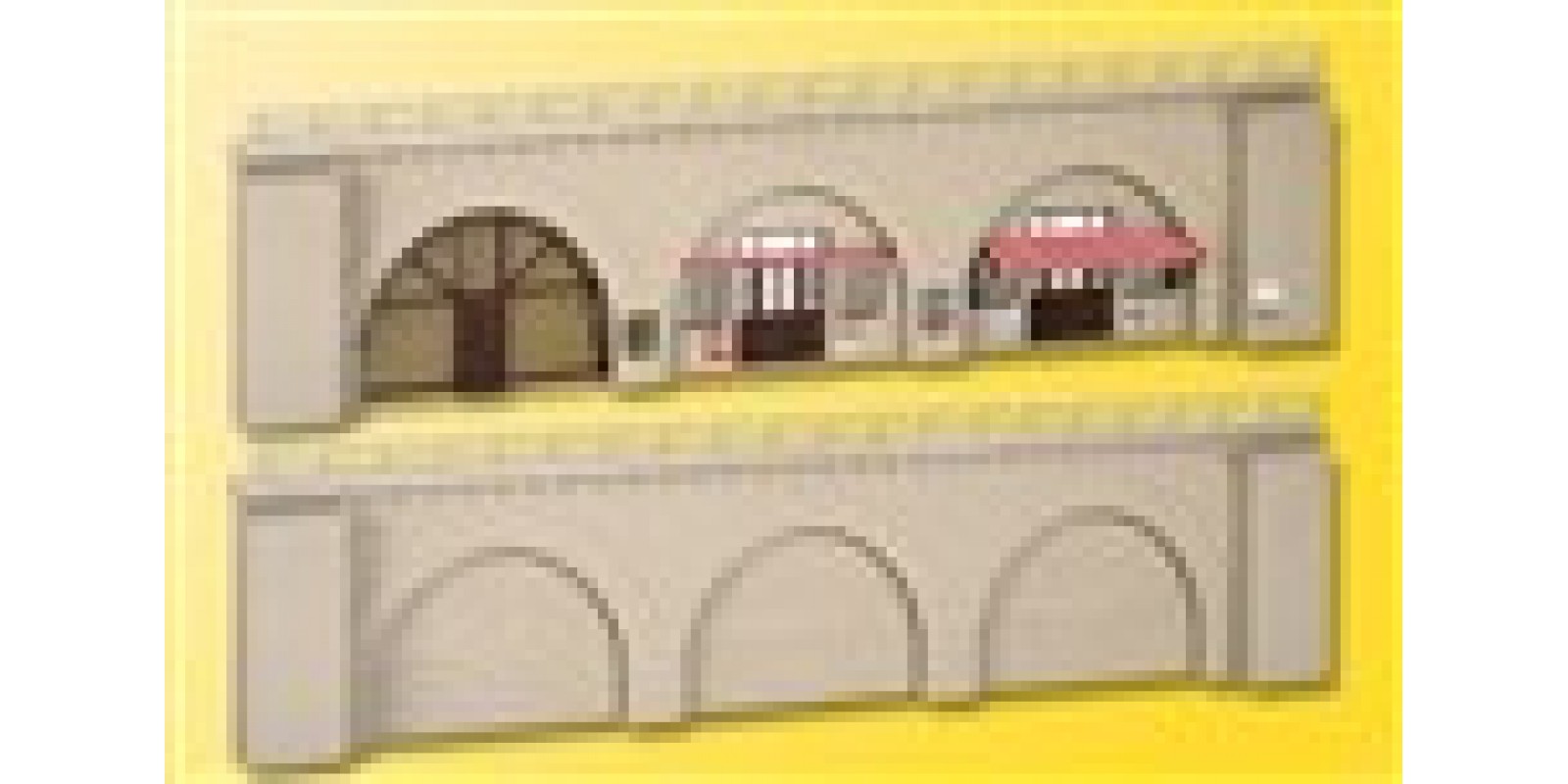 KI39755 H0 Arched retaining walls with shop fronts, 2 pieces