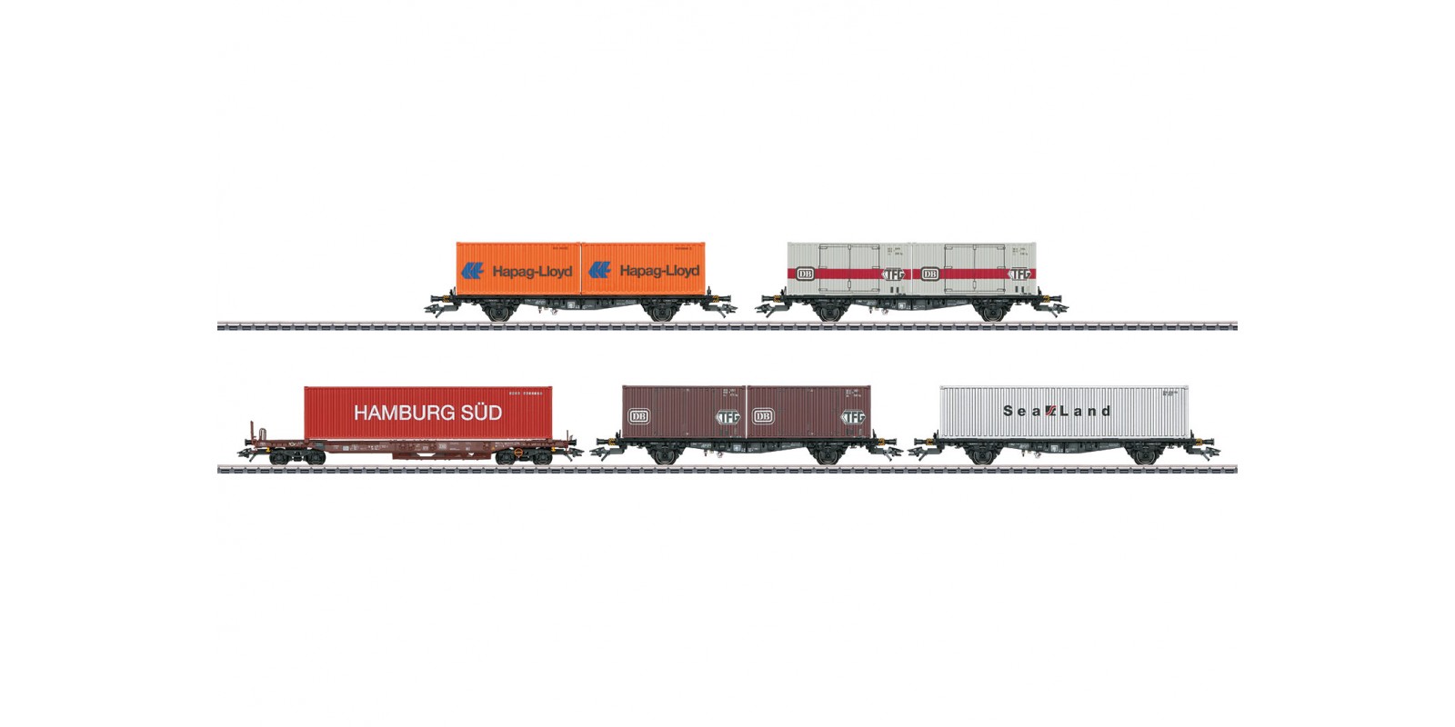 47689 Container Flat Car Set with 5 Cars