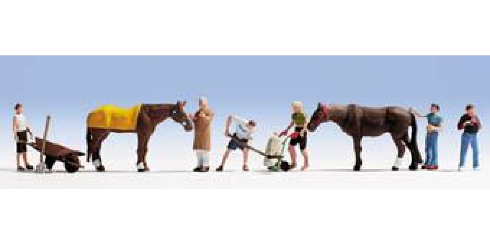 NO15634 Stable Work, H0, 6 figures+2 horses+accessories