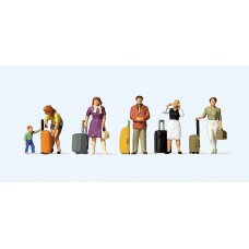 PR10641 Gauge H0 Standing travellers with wheeled suitcases