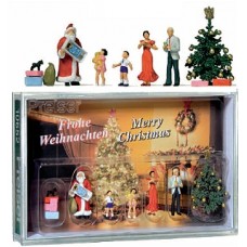 PR10652 Frohe Weihnachten - Weihnachtsszene mit Nikolaus, Tannenbaum und Familie