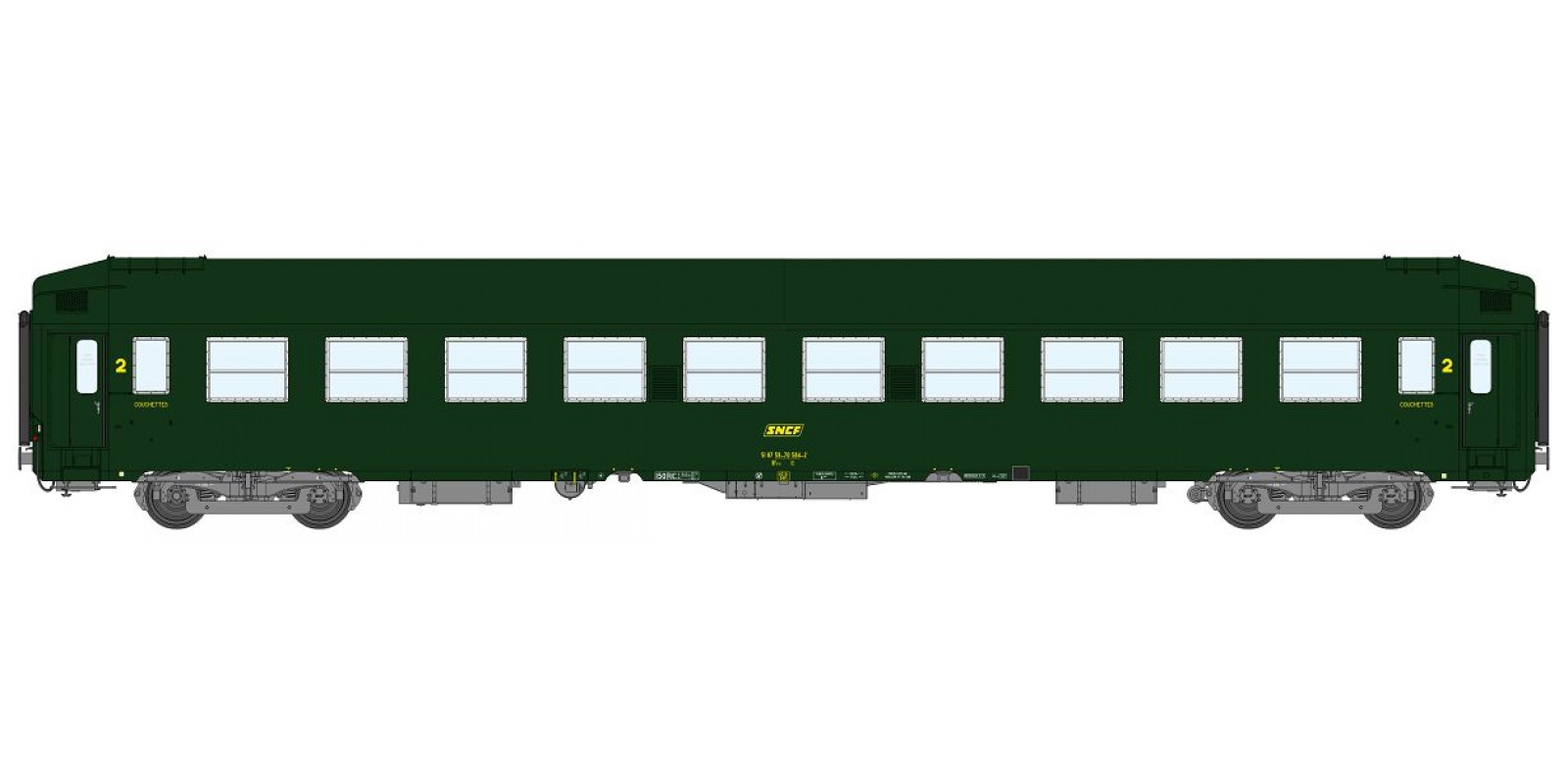 REVB225 UIC Sleeping Coache TH B9c9x, Green 301, Yellow Logo Era IV
