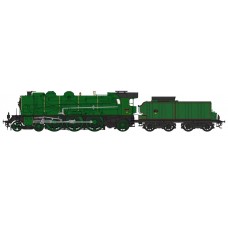 REMB134S 2-231 D 154 PLM - Simple smoke stack, without smoke deflectors, ACFI preheating, 30m³ tender with planks made coal bunker extension, PLM Green, red fillets Era II - DCC Sound & Smoke