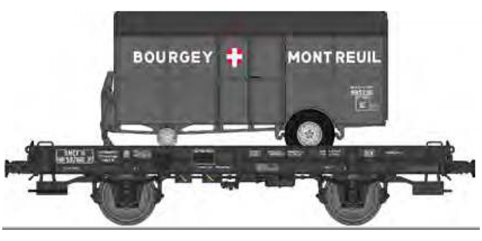 REWB647 Heavy truck loaded with tank trailer of the SNCF