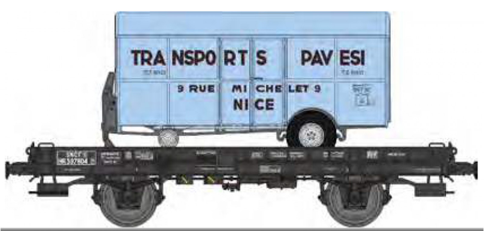 REWB648 Heavy truck loaded with tank trailer of the SNCF