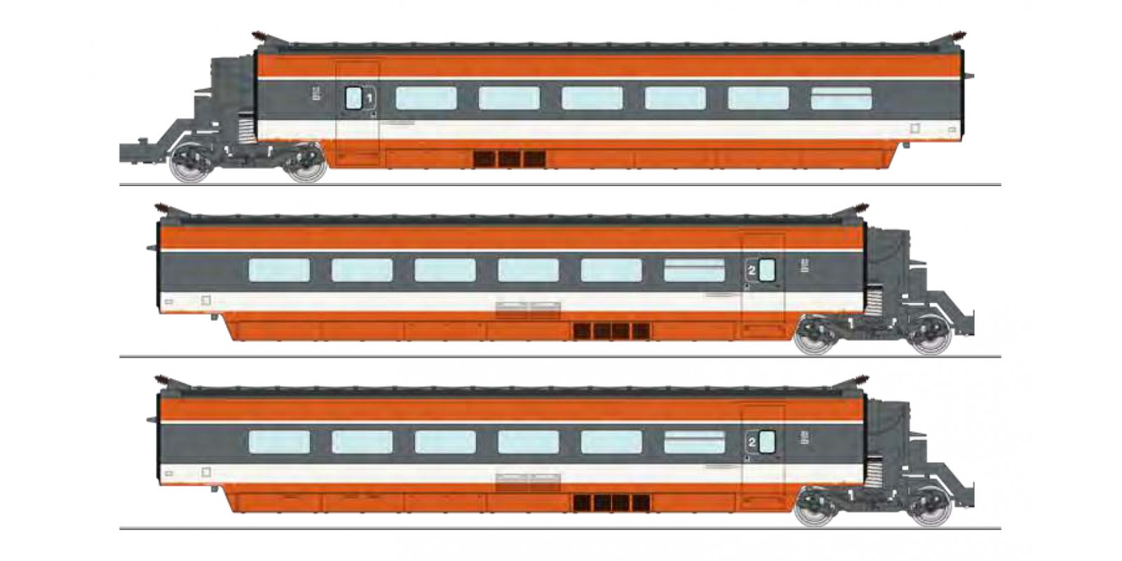 RETGV002 Gauge H0 3-part Supplementary set TGV PSE of the SNCF, epoch IV