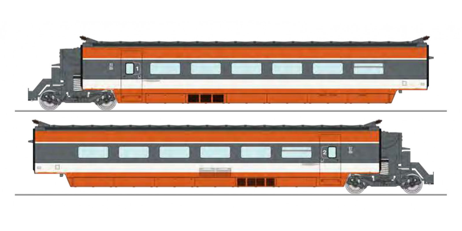 RETGV003SAC Gauge H0 2-part Supplementary set TGV PSE of the SNCF, epoch IV, AC