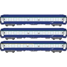 REVB227 Set of UIC Sleeping Coaches TH (2 x B9c9x + 1 A4c4B5c5x), Blue/Grey, modern logo Era V