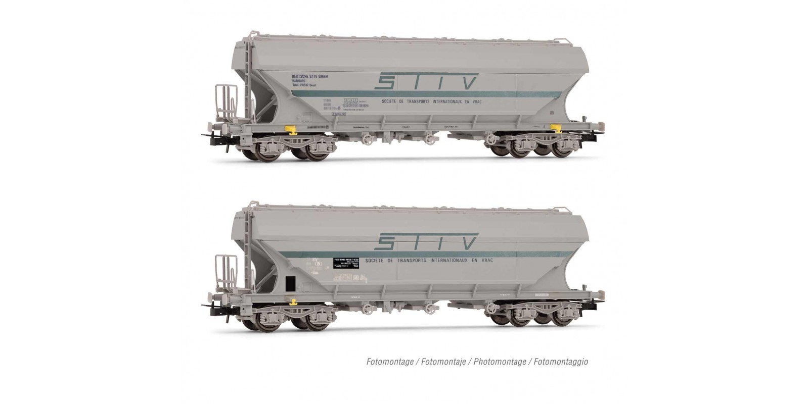 RI6472 DB/SNCB, 2-unit pack 4-axle flat-sided hopper wagon “STIV”, period IV