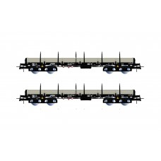 RI6477 DB, 2-unit pack, 4-axle stake wagons type Remms, loaded with gas pipes "thyssenkrupp", period IV