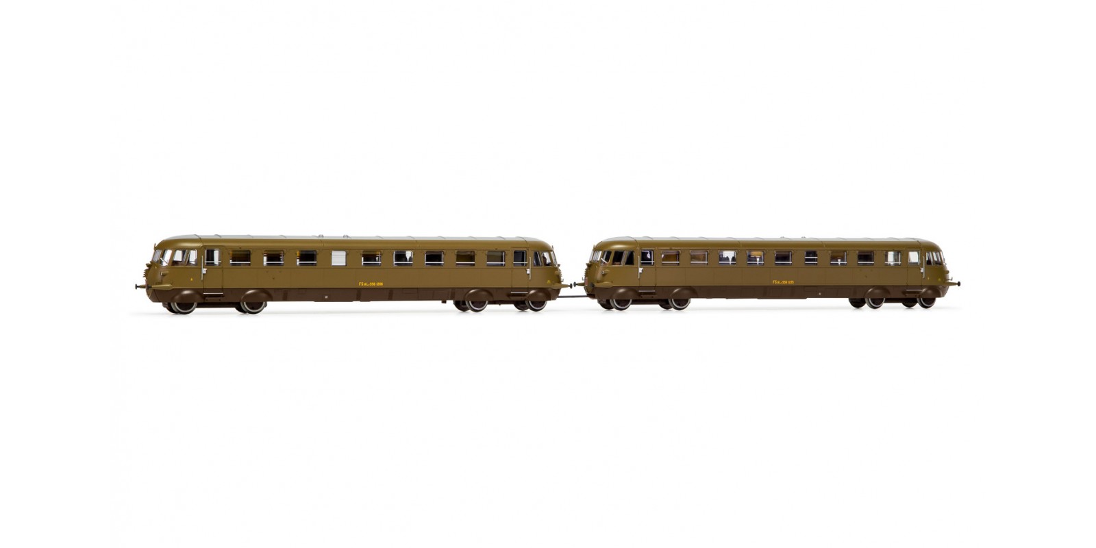 RI2748 FS, diesel railcars Aln 556 first series, castano / isabella livery, set with 2 units, 1206 motorized + 1225 unmotorized, period III-IV