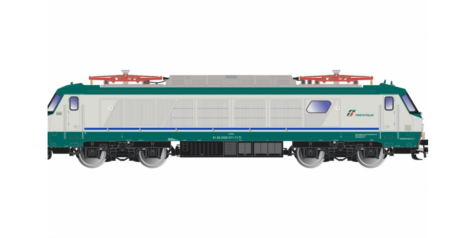 RI2766D FS, electric locomotive E 402A, XMPR livery, with front electric couplers for the control coach doors, period VI, with DCC-decoder