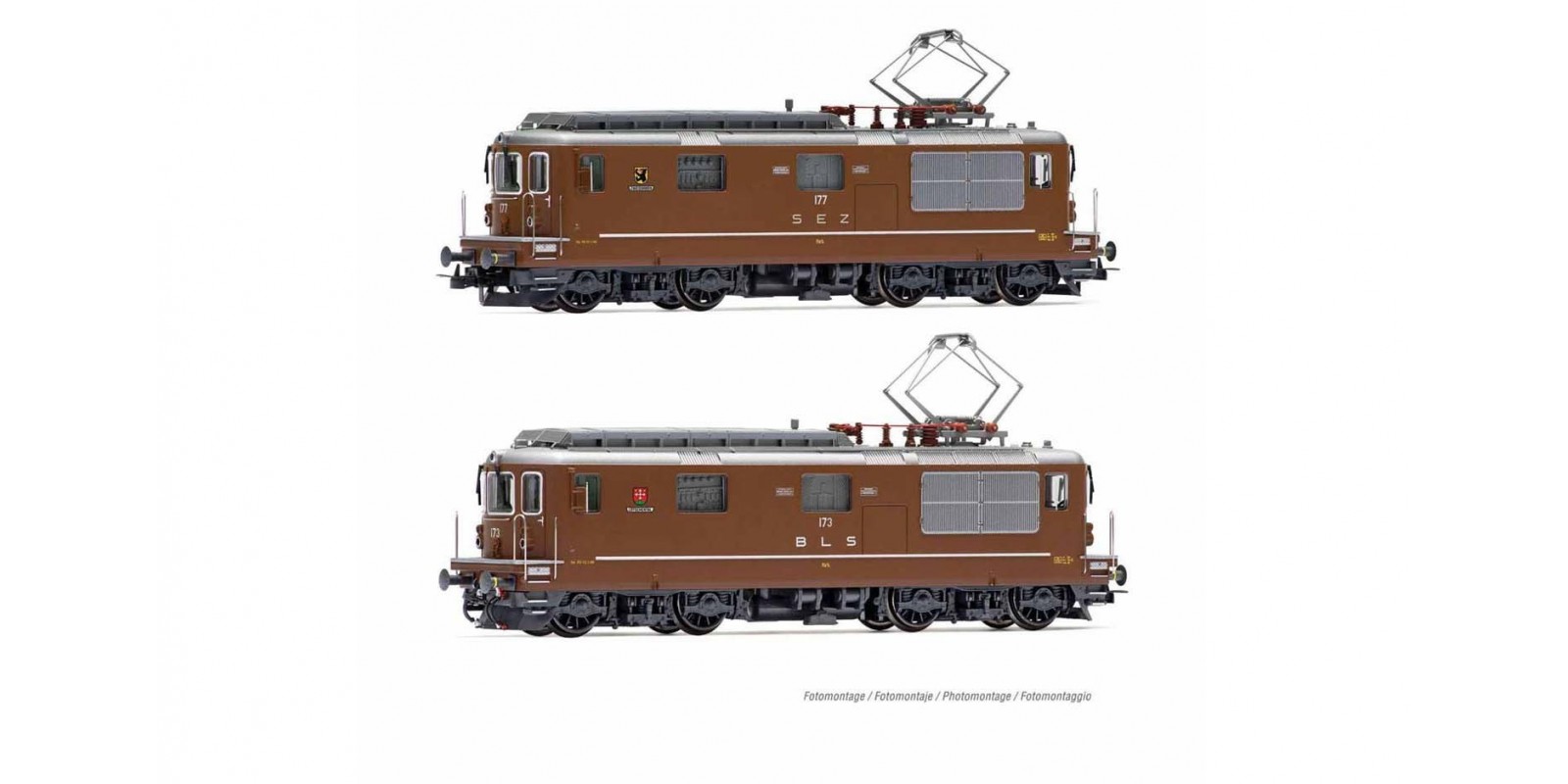 RI2813 SEZ/BLS, 2-unit pack electric locomotives Re 4/4, SEZ 177 "Zweisimmen" + BLS 173 "Lötschental", period IV