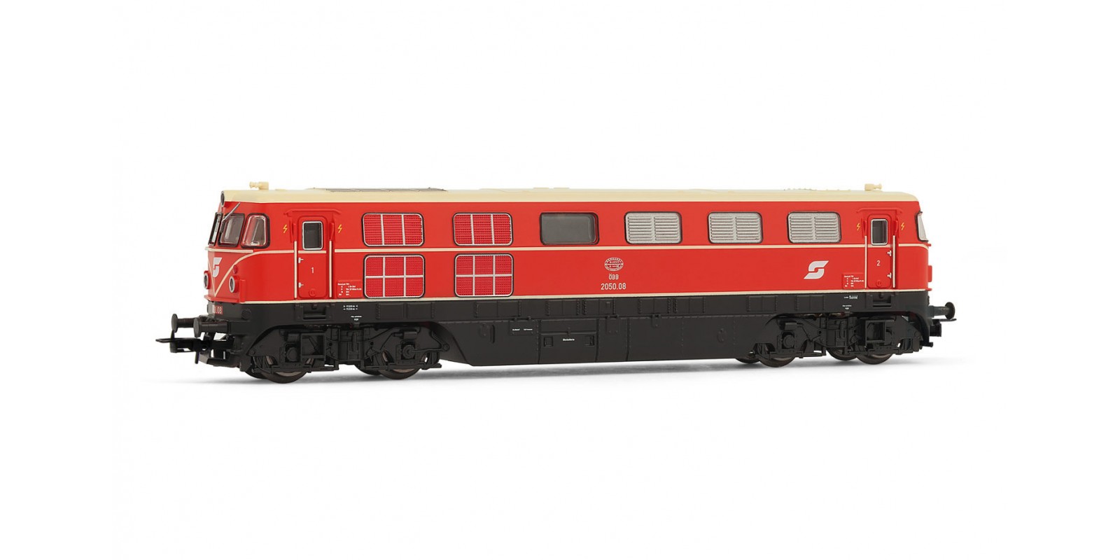 RI2816 diesel locomotive class 2050, vermillion livery, ÖBB, period IV-V