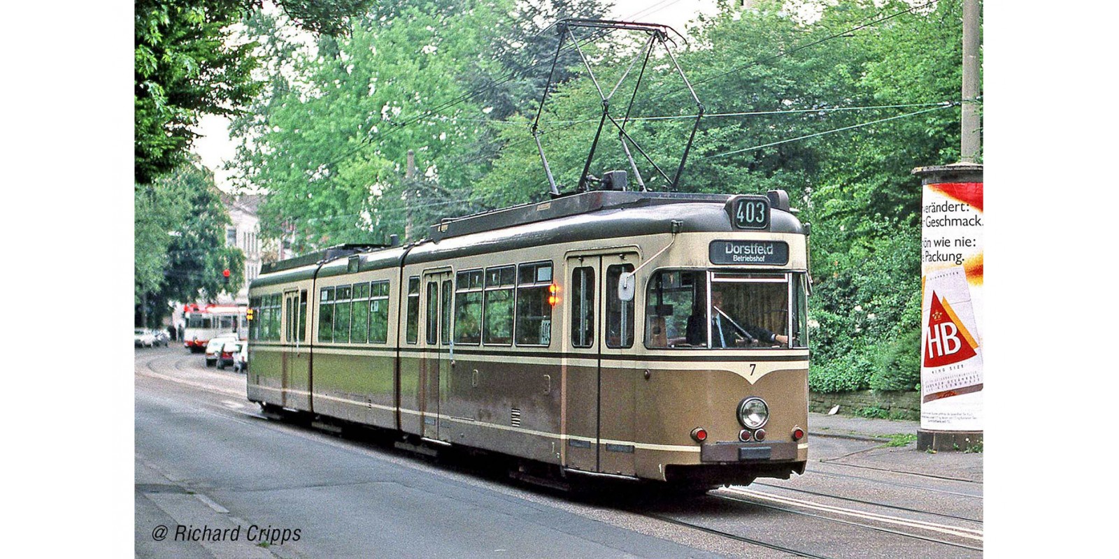 RI2859 Tram, DUEWAG GT8, Dortmund, brown/beige livery, period IV